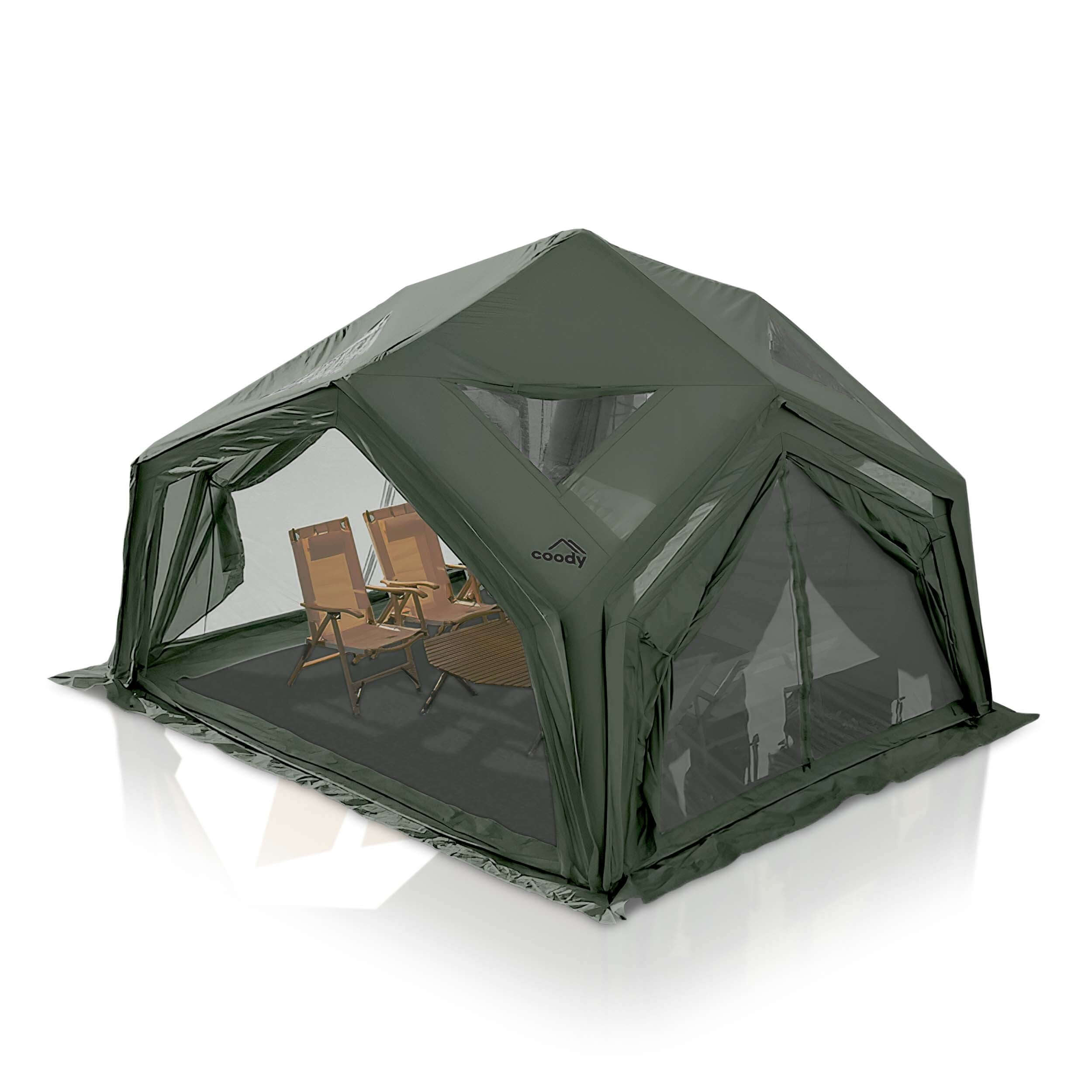 Coody AirTent Hub Shelter Forest Green Inflatable Tents for Camping (2-6 Person)