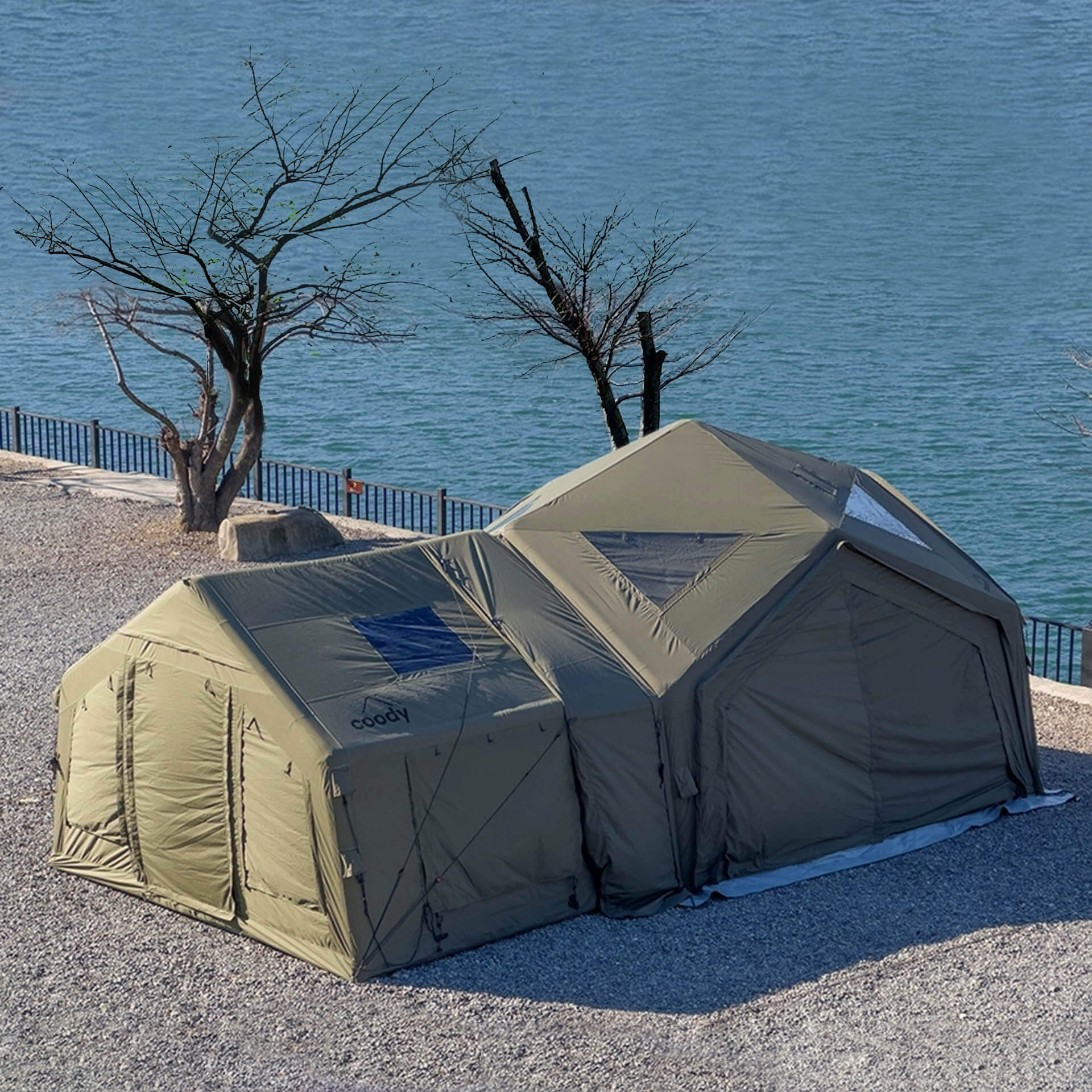 Coody AirTent Hub Shelter Forest Green Inflatable Tents for Camping (2-6 Person)