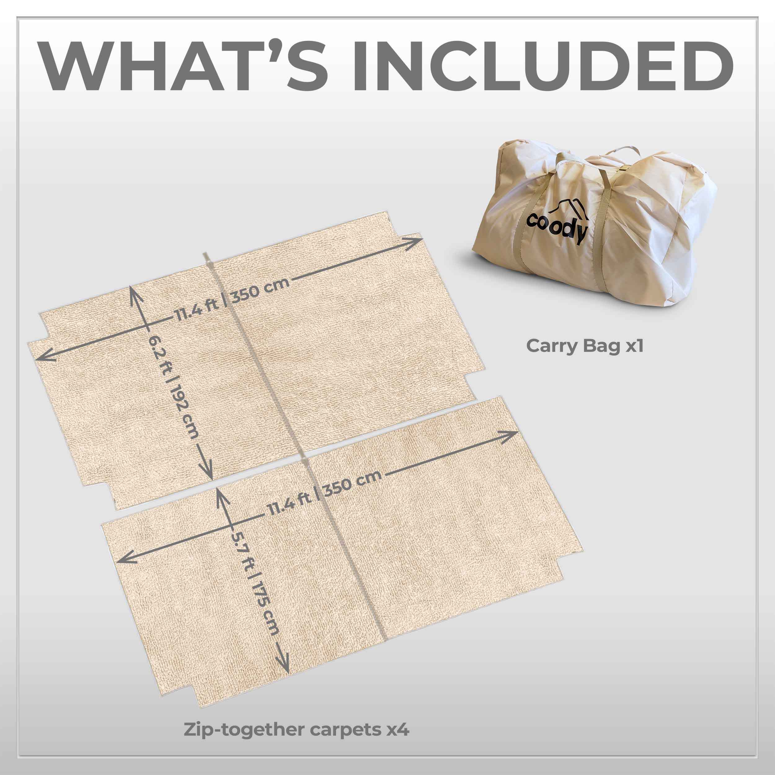 coody13.6専用カーペット　1枚 Carpet for Coody 13.6 Familia AirTent - Beige