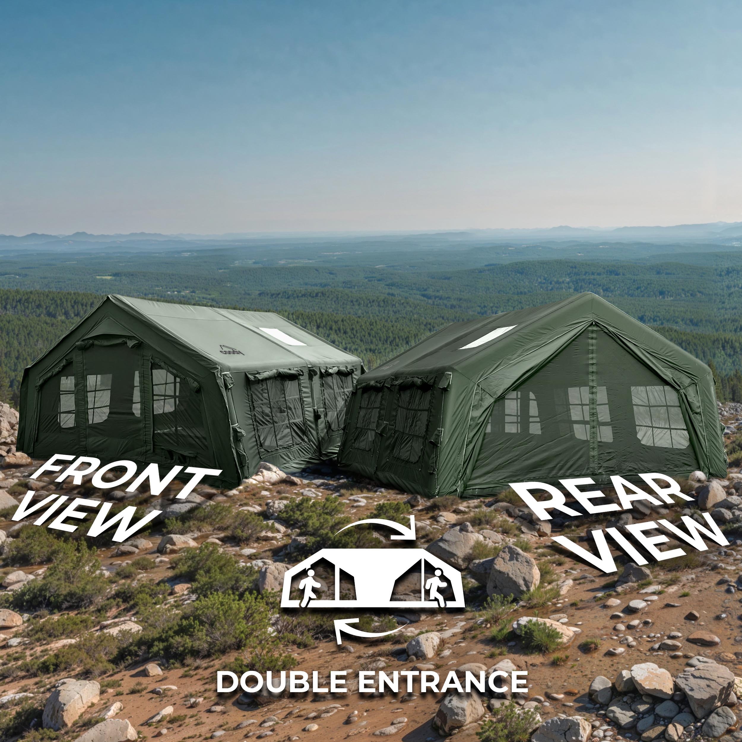 Coody Familia AirTent 13.6 Forest Green + Stove Caminus M