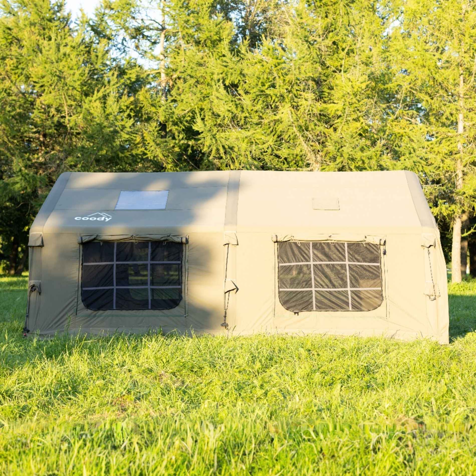 Coody 17.2 Green Air Tent with Stove Jack + RBM Caminus M Stove