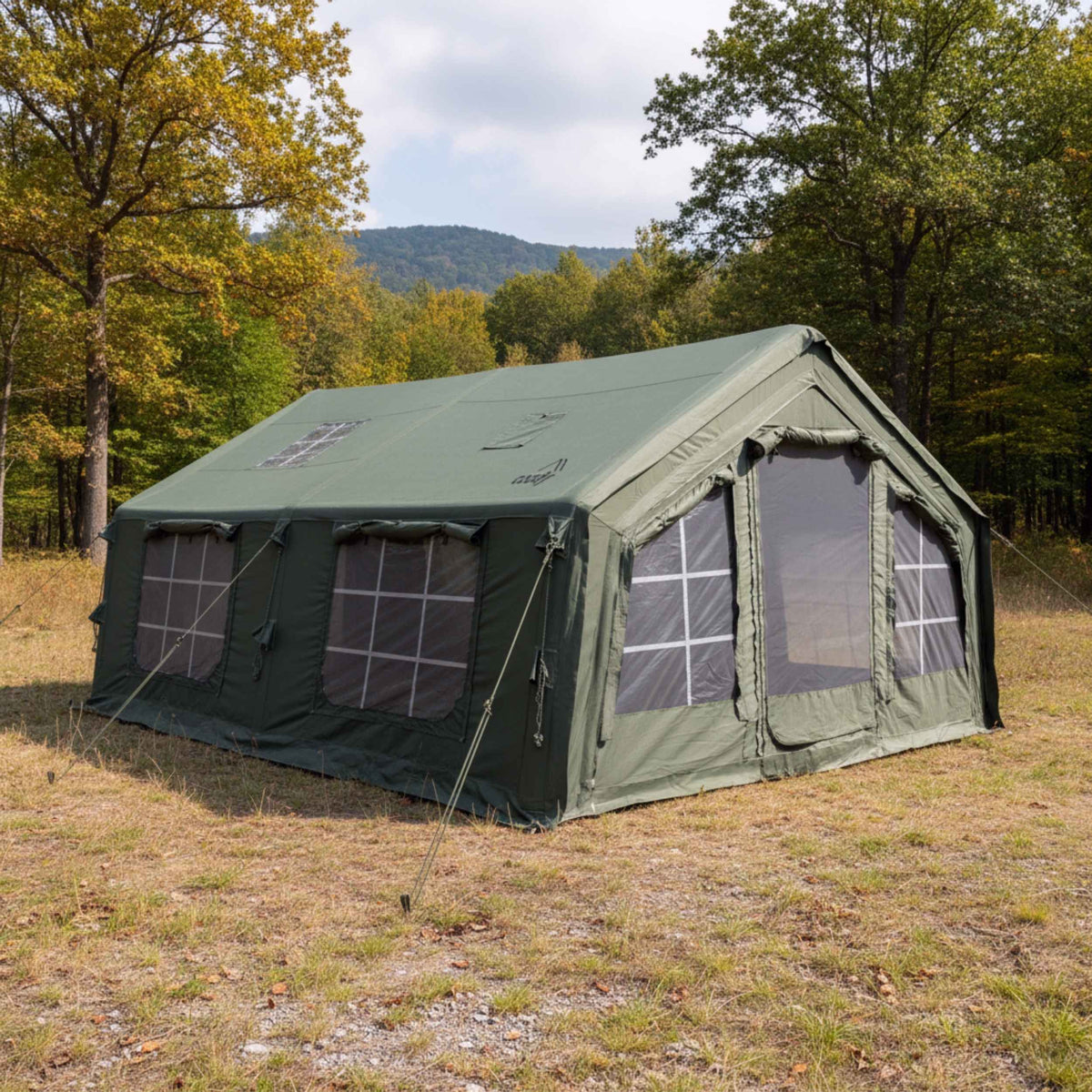 Coody Familia AirTent 17.2 Green – Large Inflatable Hot Tent with Stove Jack for Camping, 2–10 People
