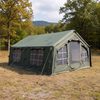 Coody Familia AirTent 17.2 Green – Large Inflatable Hot Tent with Stove Jack for Camping, 2–10 People