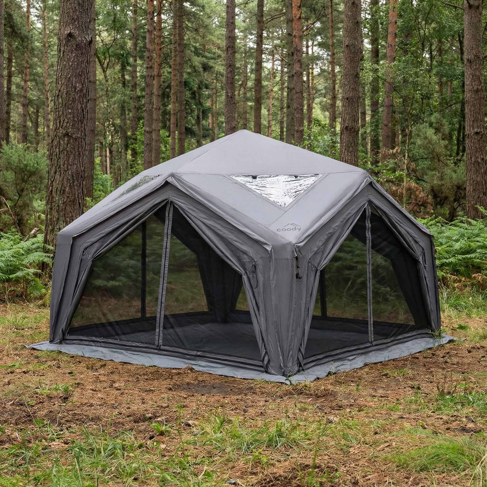 Coody Air Tent Hub Shelter Gray Inflatable Tents for Camping (2-6 Person)
