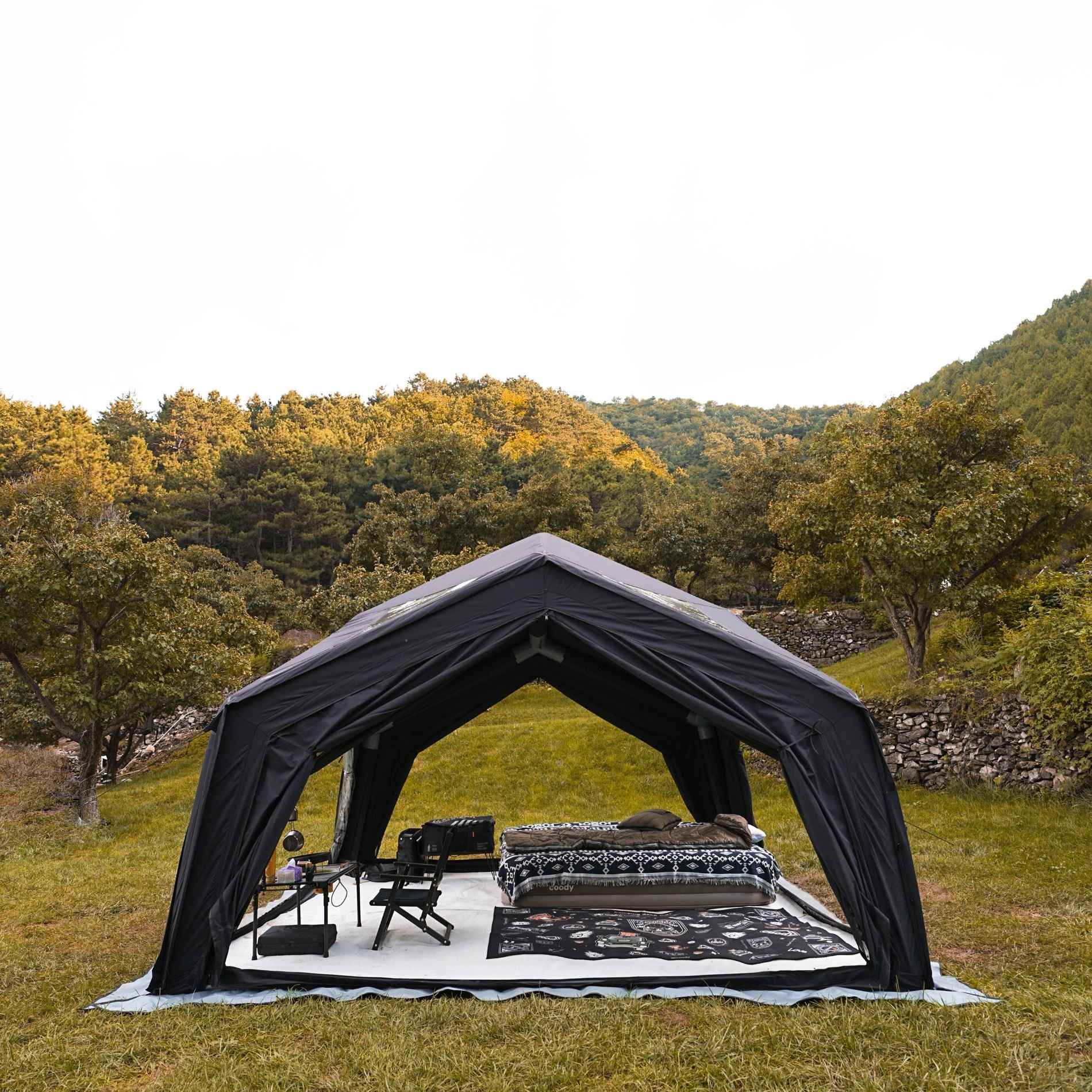 Tiendas inflables Coody Air Tent Hub Shelter negras para acampar (2-6 personas)