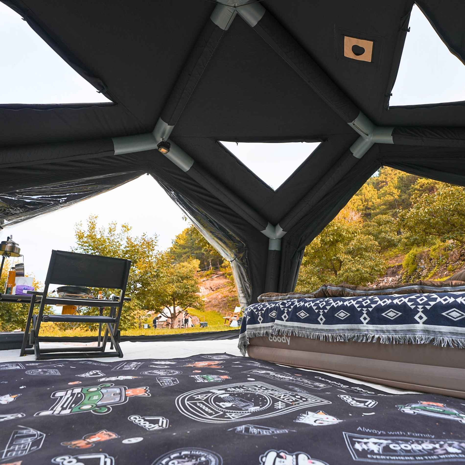 Tiendas inflables Coody Air Tent Hub Shelter negras para acampar (2-6 personas)