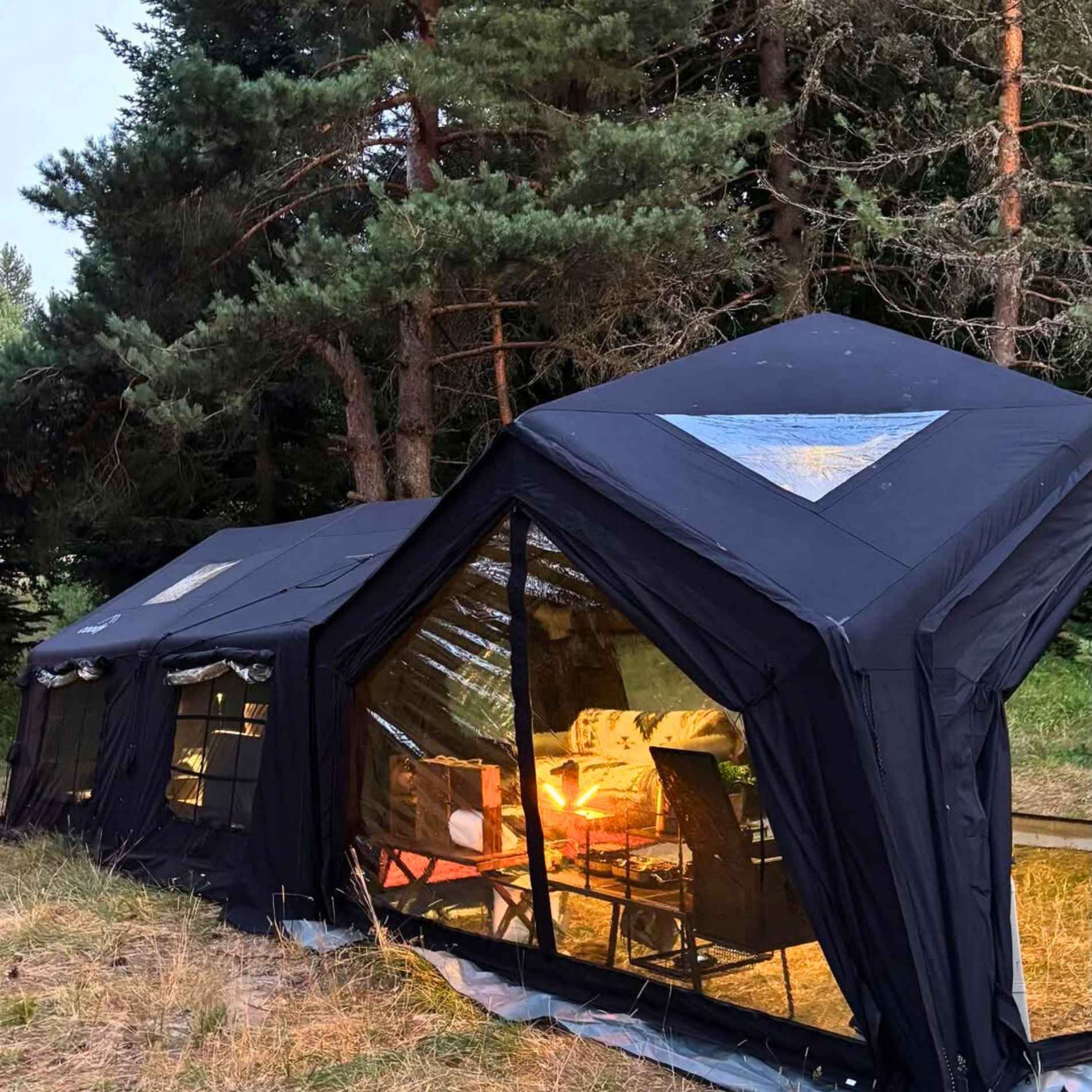 Tiendas inflables Coody Air Tent Hub Shelter negras para acampar (2-6 personas)