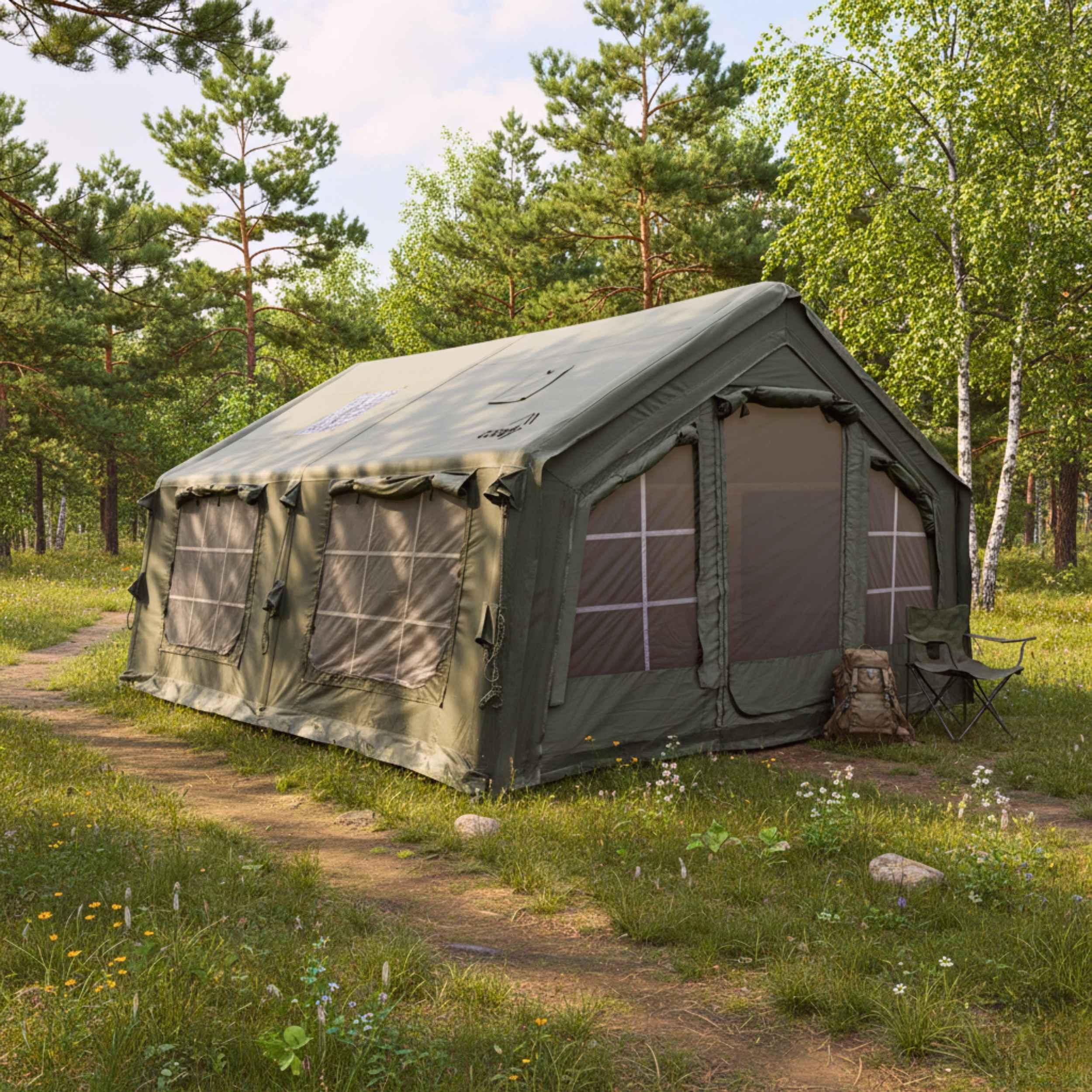 Coody Familia AirTent 13.6 Forest Green Inflatable Tent House for Camp
