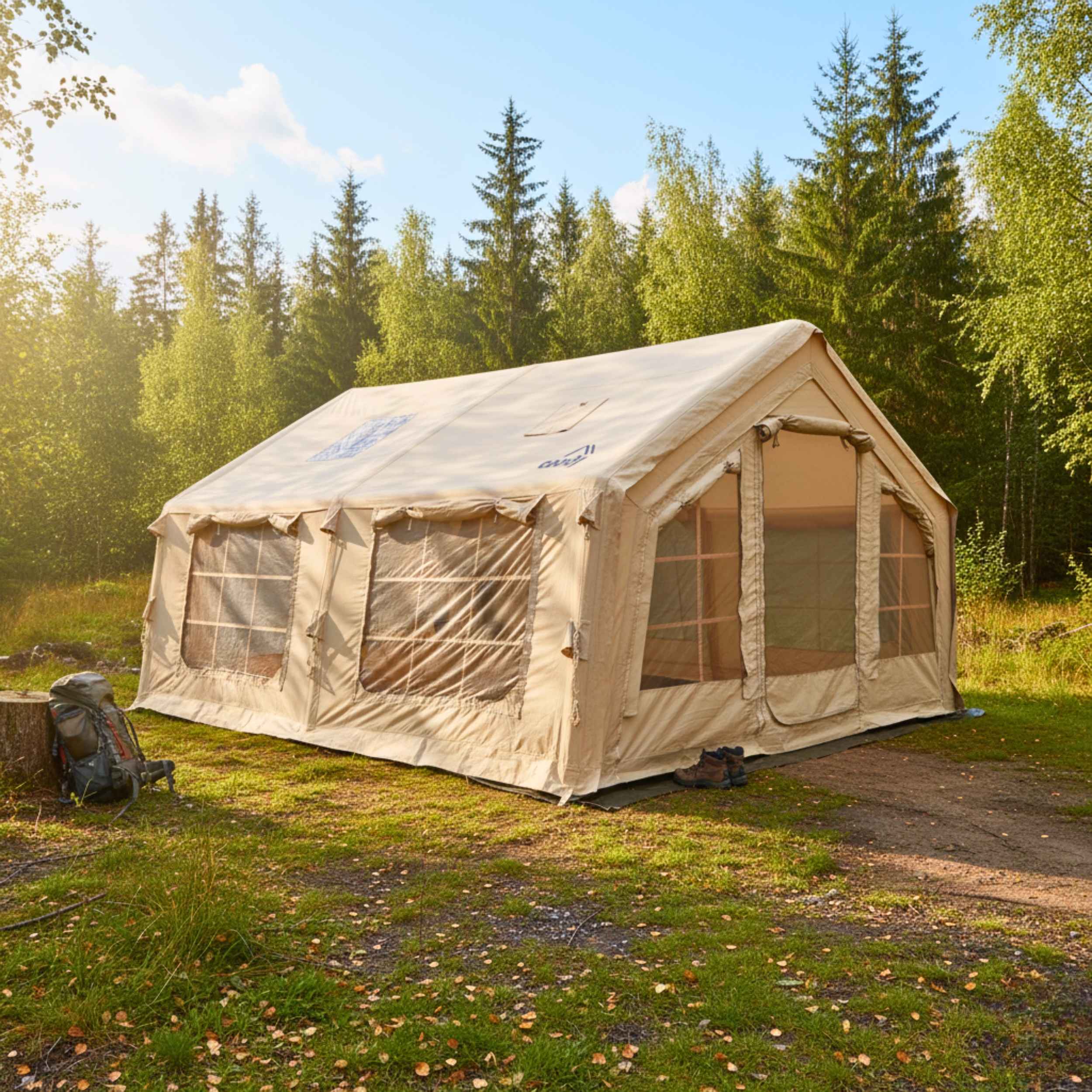 Tienda de campaña inflable Coody Familia AirTent 13.6 beige para acampar (2-8 personas)