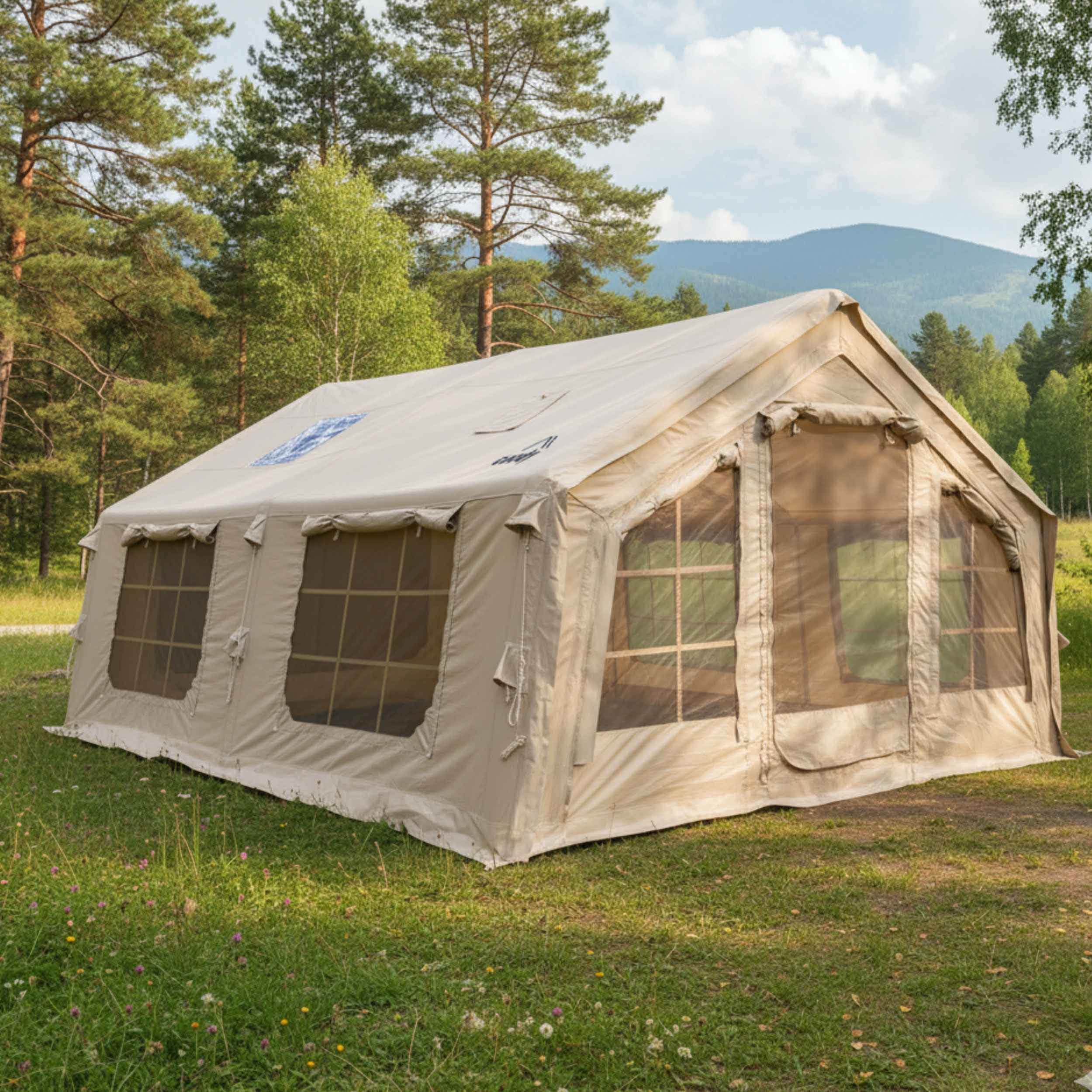 Tienda de campaña inflable Coody Familia AirTent 17.2 beige para acampar (2-10 personas)