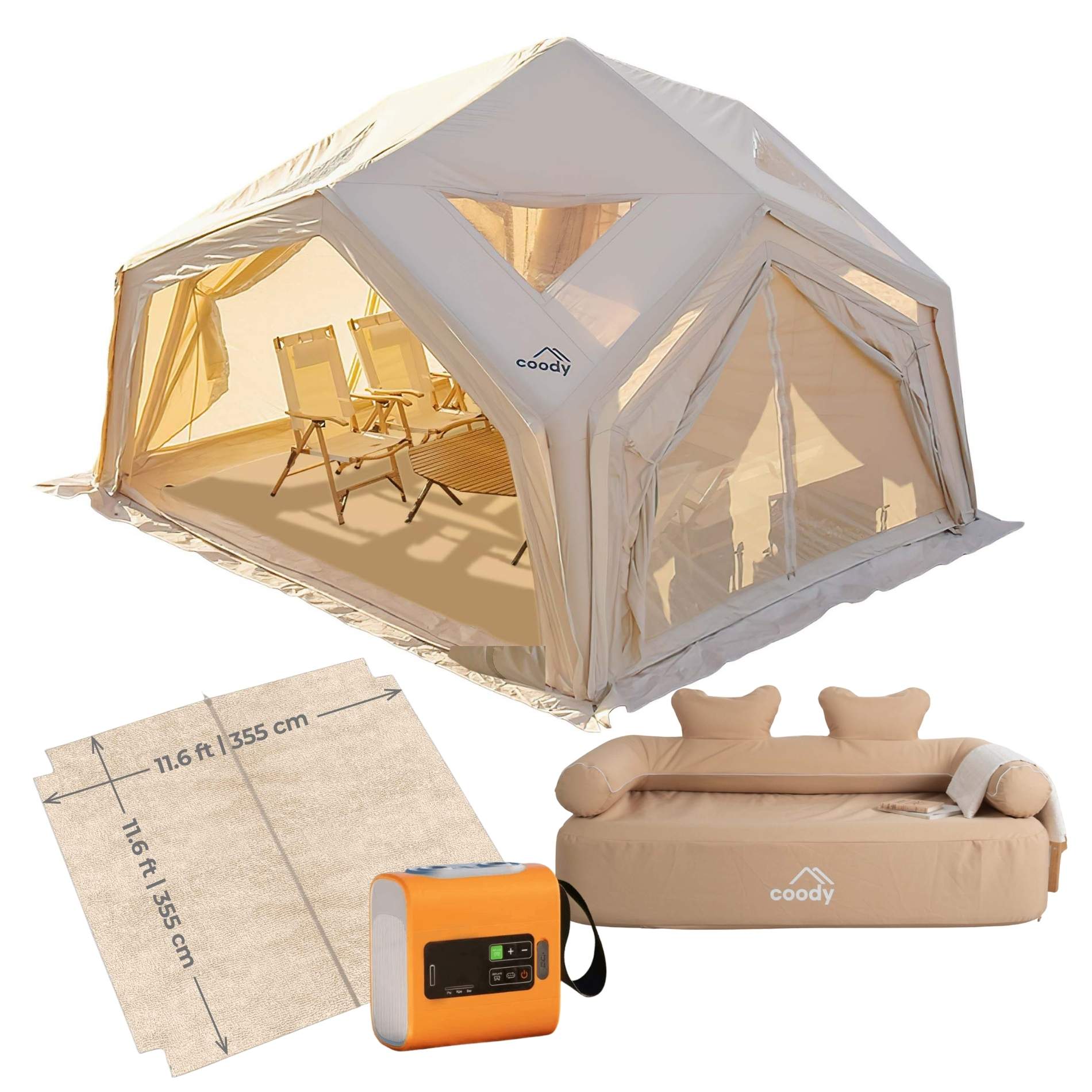 Coody Hub Beige + Carpet Tailored for Hub + Electric Pump + AIR SOFA